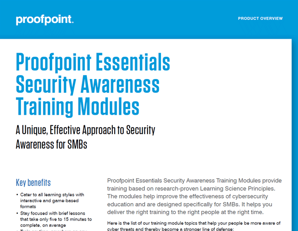 Proofpoint Essentials Security Awareness Training Modules Overview